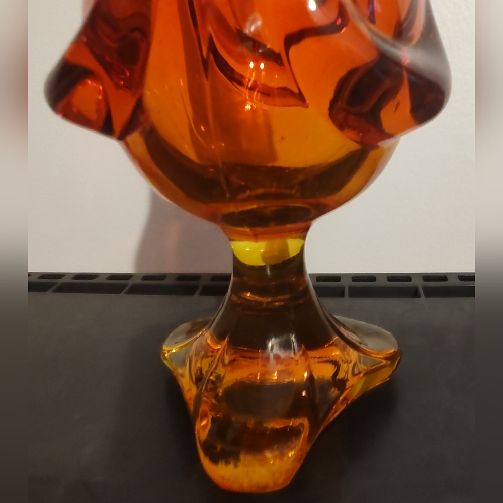 Vintage Viking Glass 13.5” Swung Vase Orange MCM Epic Drape 3-Toed Persimmon - Picture 6 of 12